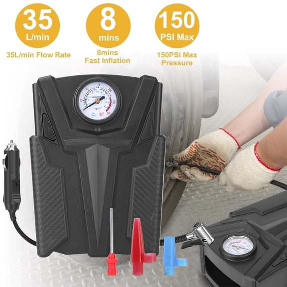 Car Tire Air Pump Portable Air Compressor Pump DC 12V Car Tire Inflator Pump For Bicycle Motorcycle w/ Pointer