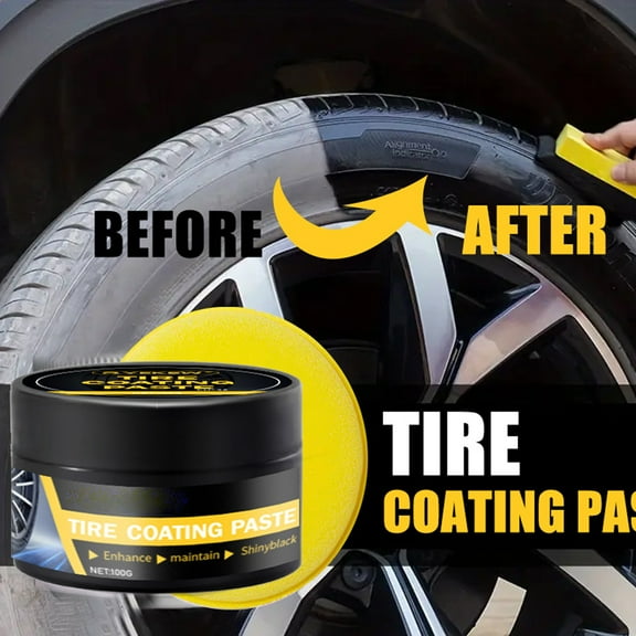 Car Tire Coating Paste, Tire Blackening Brightening Decontamination Maintenance With Sponge, Refurbishment For Auto Exterior Care, Wheel Rim Protection