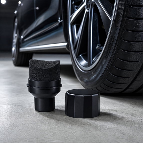 Car Tire Dressing Applicator Pad Curved Foam Wax Sponge Brush Protective Lid Auto Wheel Detailing Polishing