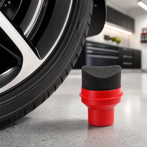 Car Tire Dressing Applicator Pads with Protective Lid, Reusable Curved Foam Sponge for Wax and Polish, Auto Wheel Interior Detail Tool