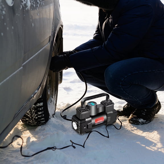 Car Tire Inflator, Yrmaups Portable Car Tire Inflator, 12V DC Air Compressor for Car, Fast Inflation Electric Air Pump, Multifunction Air Pump for Ball Mattress, Compact Car Accessory