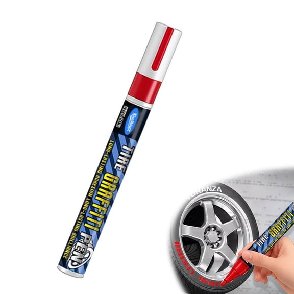Car Tire Paint Marker Pen, White & Red Waterproof Tire Lettering Pen