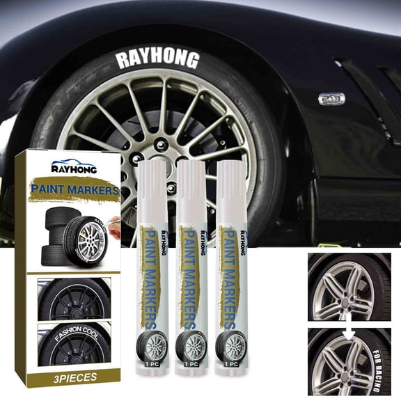 Car Tire Paint Pen Set - 3 Pack 15ml Tire Lettering Markers for Car Tire Decoration, Waterproof Quick-Dry Graffiti Tracing Pen for Tire Modification Supplies