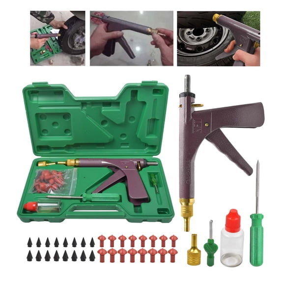 Car Tire Plugger Tubeless Tire Wheel Repair Gun Kit, Mushroom Plug Probe Nozzle