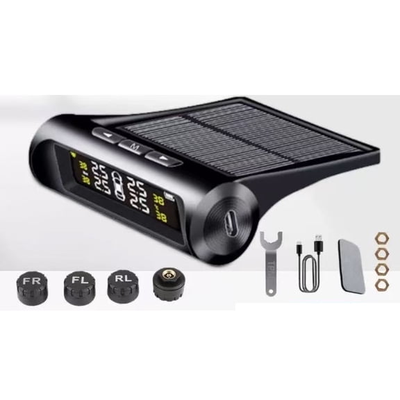 Car Tire Pressure Monitor Solar-Powered Wireless Sensor Universal External Air Pressure TPMS