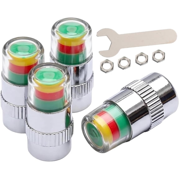 Car Tire Pressure Monitor Valve Stem Caps,Car Tire Pressure Monitor Sensor Indicator with 3-Color Eye Alert,Tool-free Installation.