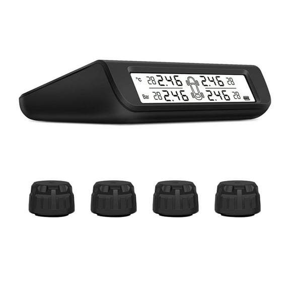 Car Tire Pressure Monitoring System with 4 External Sensors TPMS Wireless Solar Tire Pressure Monitoring System Real Time Alerts for Car RV Trailer Truck Tow Motorhome