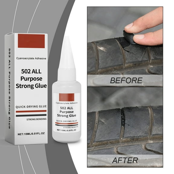 Car Tire Repair Adhesive, 502 Glue, Fast Drying, Strong Adhesion, 15-second Solidification, Mild Formula, Non-corrosive, Multi-material Use, Transparent Finish, Suitable for Metal Leather Plastic