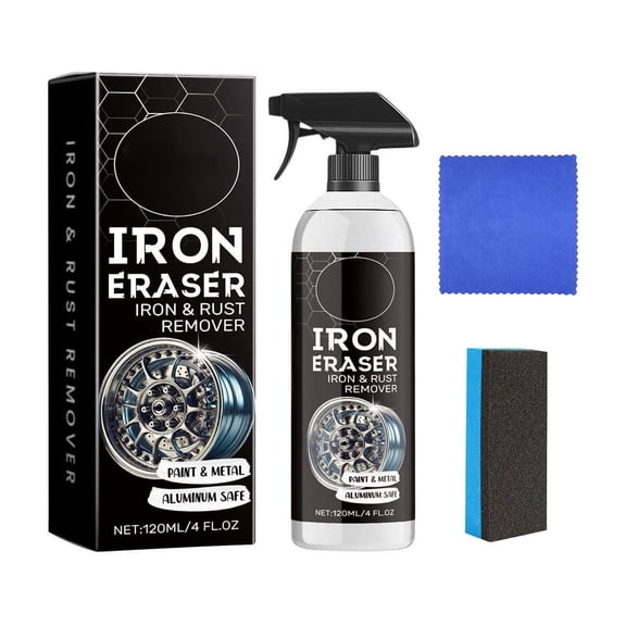 Car Tire Rust Remover Cleaner 120ml, Wheel Hub Metal Stain Dissolver Spray, Powerful Rust Iron Deposit Remover, Fresh Restoration for Tires Rims Automotive Detailing Care