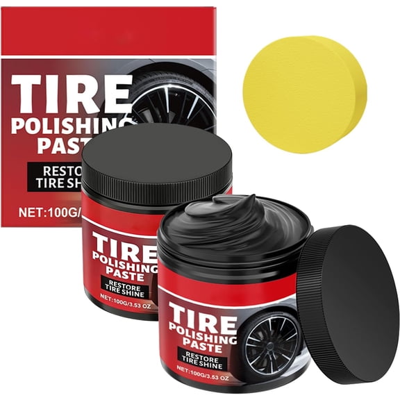Car Tire Shine Paste – 2Pcs Long-Lasting Tire Dressing Coating with Sponge, Wet Gloss Look Finish for Trucks & RVs(RL)