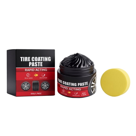 Car Tire Shine with Sponge, Tire Coating Paste, Tire Polishing Paste, for Cars Trucks Motorcycles Rvs & More, Create A Moist, Glossy Effect Red