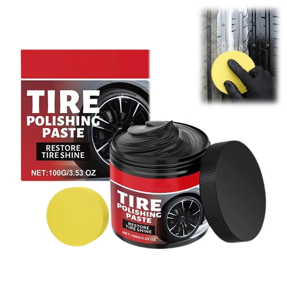 Car Tire Shine with Sponge,Tire Coating, Wheel Shine Polishing Paste for Cars Trucks Motorcycles RVs & More(1PC)