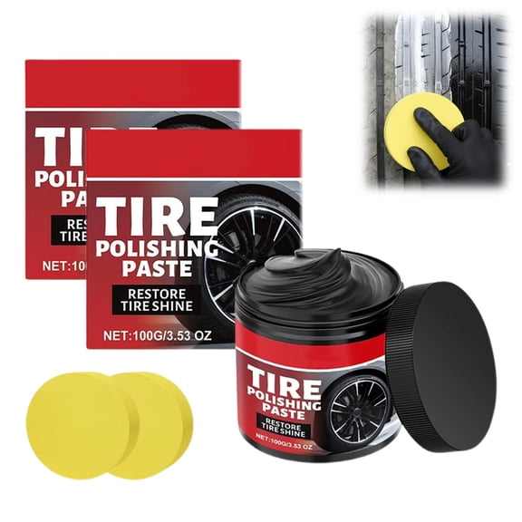 Car Tire Shine with Sponge,Tire Coating, Wheel Shine Polishing Paste for Cars Trucks Motorcycles RVs & More(2PCS)