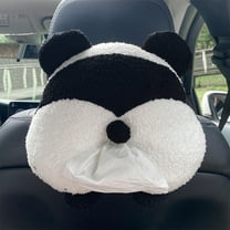 Car Tissue Box Panda Plush Backseat Hanging Organizer Chair Headrest Tissue Dispenser Auto Accessory Cute Pandas Design Car Interior Decor 11.8x8.6x4.3 Inches