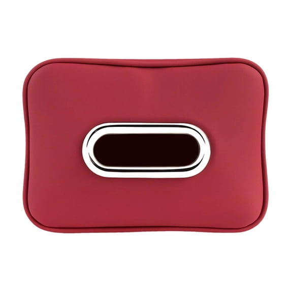 Car Tissue Holder, Premium PU Leather Hanging Napkin Case for Vehicle Sun Visor Backseat and Console, Universal Interior Storage Organizer Accessory, 5x7in