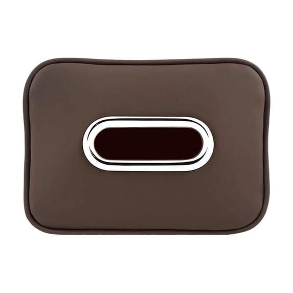 Car Tissue Holder, Premium PU Leather Hanging Napkin Case for Vehicle Sun Visor Backseat and Console, Universal Interior Storage Organizer Accessory, 5x7in