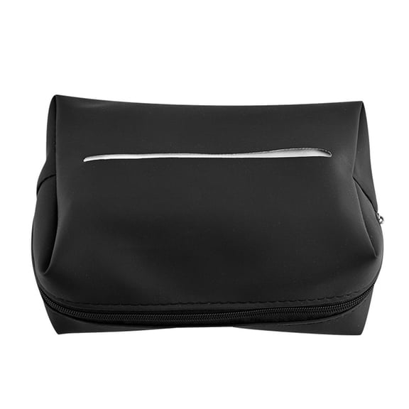 Car Tissue Holder, Rectangular Tissue Holder, PU Leather Material Car Backseat Tissue Box, Extra Large Capacity,16*12.5*7cm (Black)