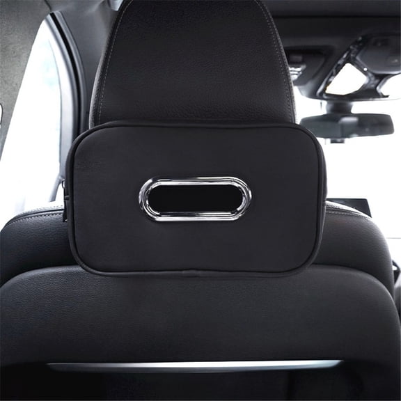 Car Tissue Holder, Rectangular Tissue Holder in Car, PU Leather Material Car Backseat Tissue Box, Extra Large Capacity, 31*13cm(Black)
