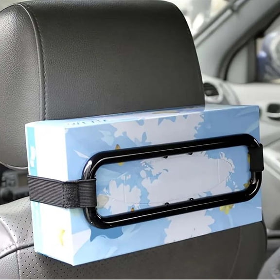 Car Tissue Holder with Secure Strap, Sun Visor Mount Organizer for All Vehicles, One-Handed Access Dashboard Accessory, Heavy-Duty Plastic Clip Fits SUVs Sedans Trucks