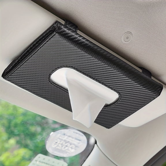 Car Tissue Holder, Sun Visor Napkin Box, Multifunctional Faux Leather Backseat Tissue Box, Suitable for All Vehicle Models-Black