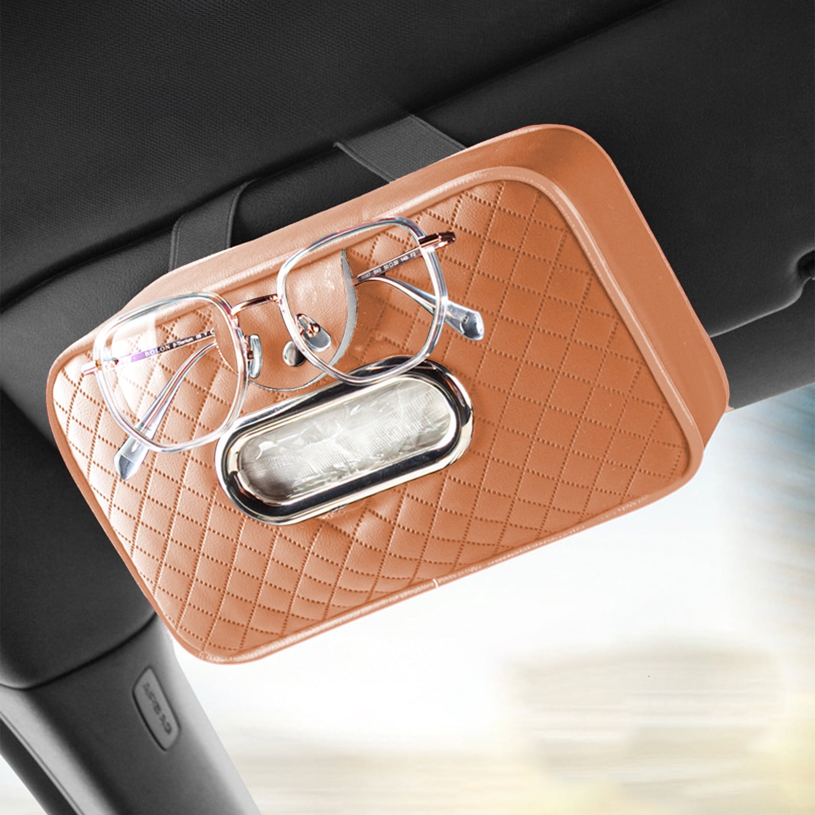 2-Pack Car Tissue Holder - PU Leather Sun Visor & Backseat Napkin Holder (Black)