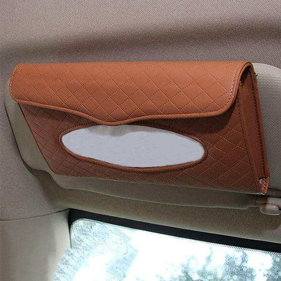 Car Tissue Holder, Sun Visor Tissue Holder, Car Visor Napkin Holder, PU Leather Backseat Tissue Case for Car/Truck (Brown)