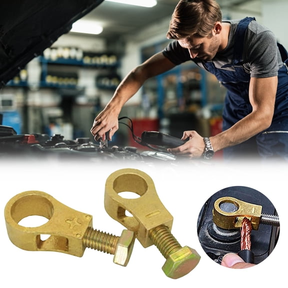 Car Tools Pure Copper Battery Terminal Upgrade Kit for Strong Car Battery Connections and Clamps, 4X2.5 cm, Gold