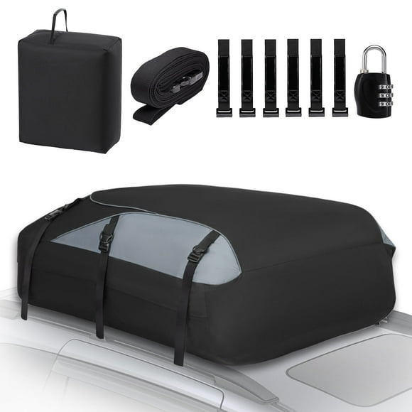 Car Roof Bag Rooftop Cargo Carrier, 21 Cubic Feet 1000D Waterproof Vehicle Soft-Shell Carriers for Cars with/Without Luggage Rack, with Combination Lock, 6 Door Hooks, Reinforced Strap,Storage Bag