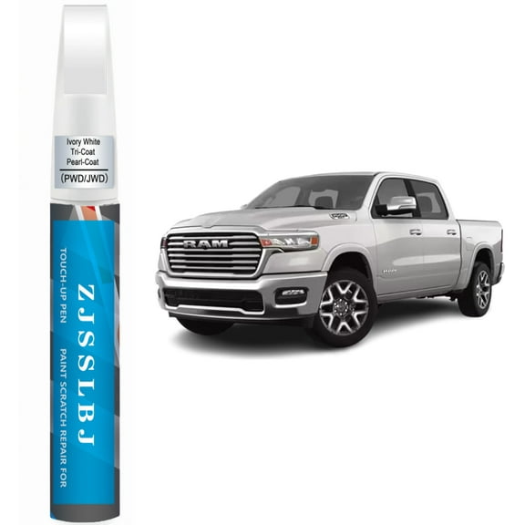 Car Touch Up Paint(Ivory White Tri-Coat Pearl-Coat(PWD/JWD)) for Dodge Ram, Car Paint Scratch Repair Kit, Quick & Easy Solution to Repair, 2 in 1 Scratch Remover Pen