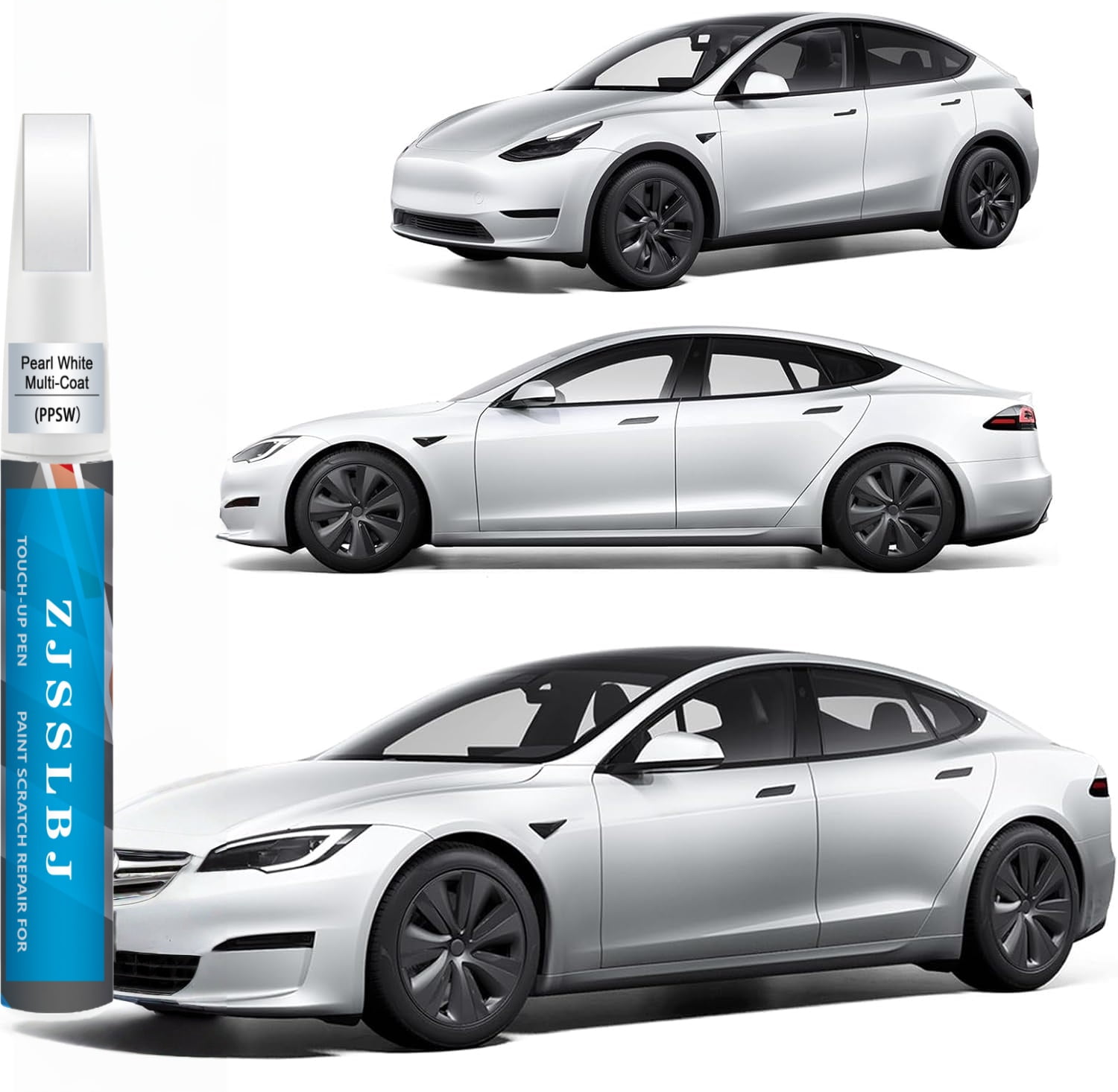 Car Touch up Paint(Pearl White Multi-Coat(PPSW)) Compatible with Tesla Model Y/3/X/S, Car Paint Pen Scratch Repair Two-In-One Touch Up Paint, Premium Car Scratch Remover for Deep Scratches