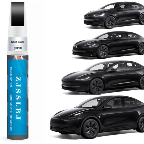 Car Touch Up Paint(Solid Black(PBSB)) for Tesla Model Y/3/S/X, 2 in 1 DIY Car Paint Scratch Repair Kit with Pen Tip & Brush, Scratch Remover Pen with Color-Matched for Tesla