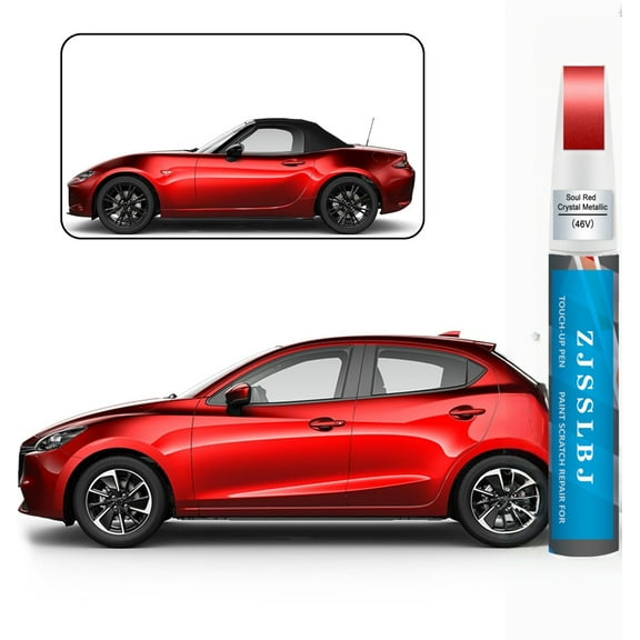 Car Touch Up Paint(Soul Red Crystal Metallic(46V)) for Mazda, Car Paint Scratch Repair Kit, Quick & Easy Solution to Repair, 2 in 1 Scratch Remover Pen with Color-Matched