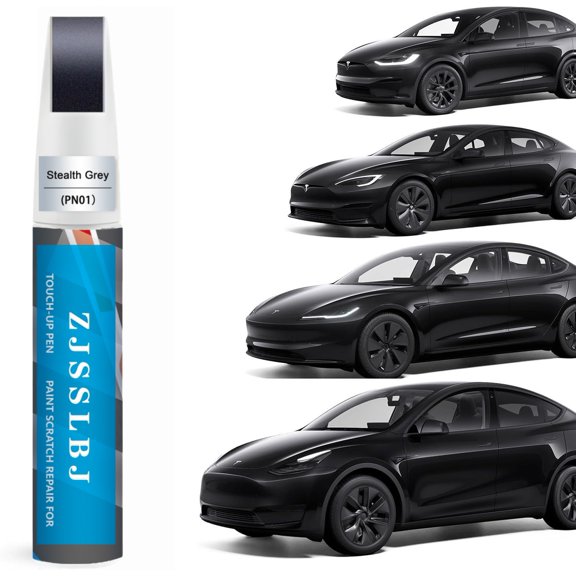 Car Touch Up Paint(Stealth Grey(PN01)) for Tesla Model Y/3/S/X, 2 in 1 DIY Car Paint Scratch Repair Kit with Pen Tip & Brush, Scratch Remover Pen with Color-Matched for Tesla