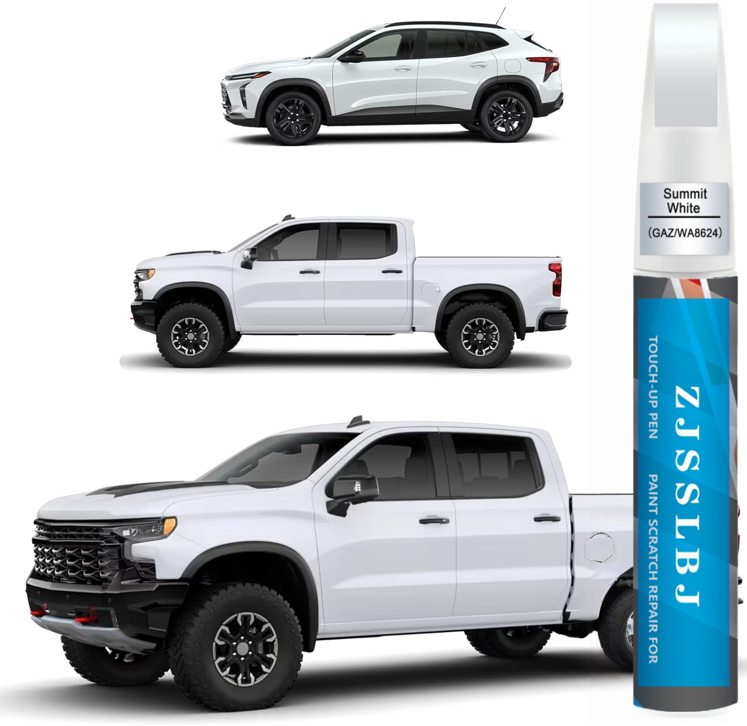 Car Touch Up Paint(Summit White(GAZ/WA8624)) for Chevrolet, Car Paint Scratch Repair Kit, Quick & Easy Solution to Repair, 2 in 1 Scratch Remover Pen with Color-Matched