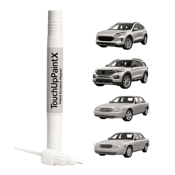 Car Touch Up Paint Light Grey for Ford – Exact Match Car Paint  | Color Codes: TM, MN7AWHA, 2007 | 2-in-1 Brush & Pen