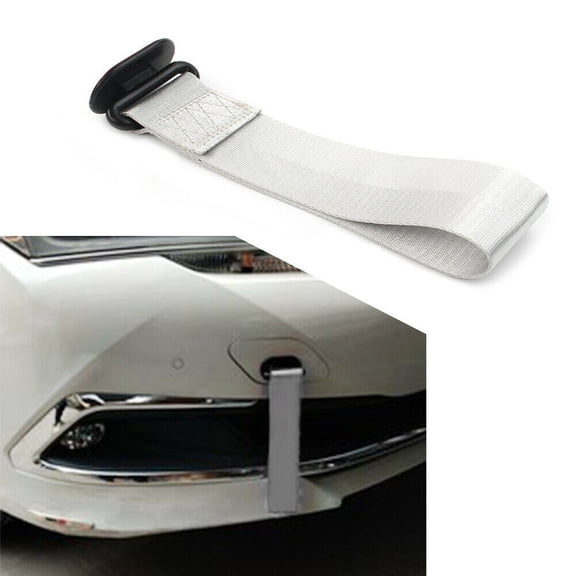 Car Tow Towing Strap Belt Rope Rally Hook Rear/Front Bumper Grey