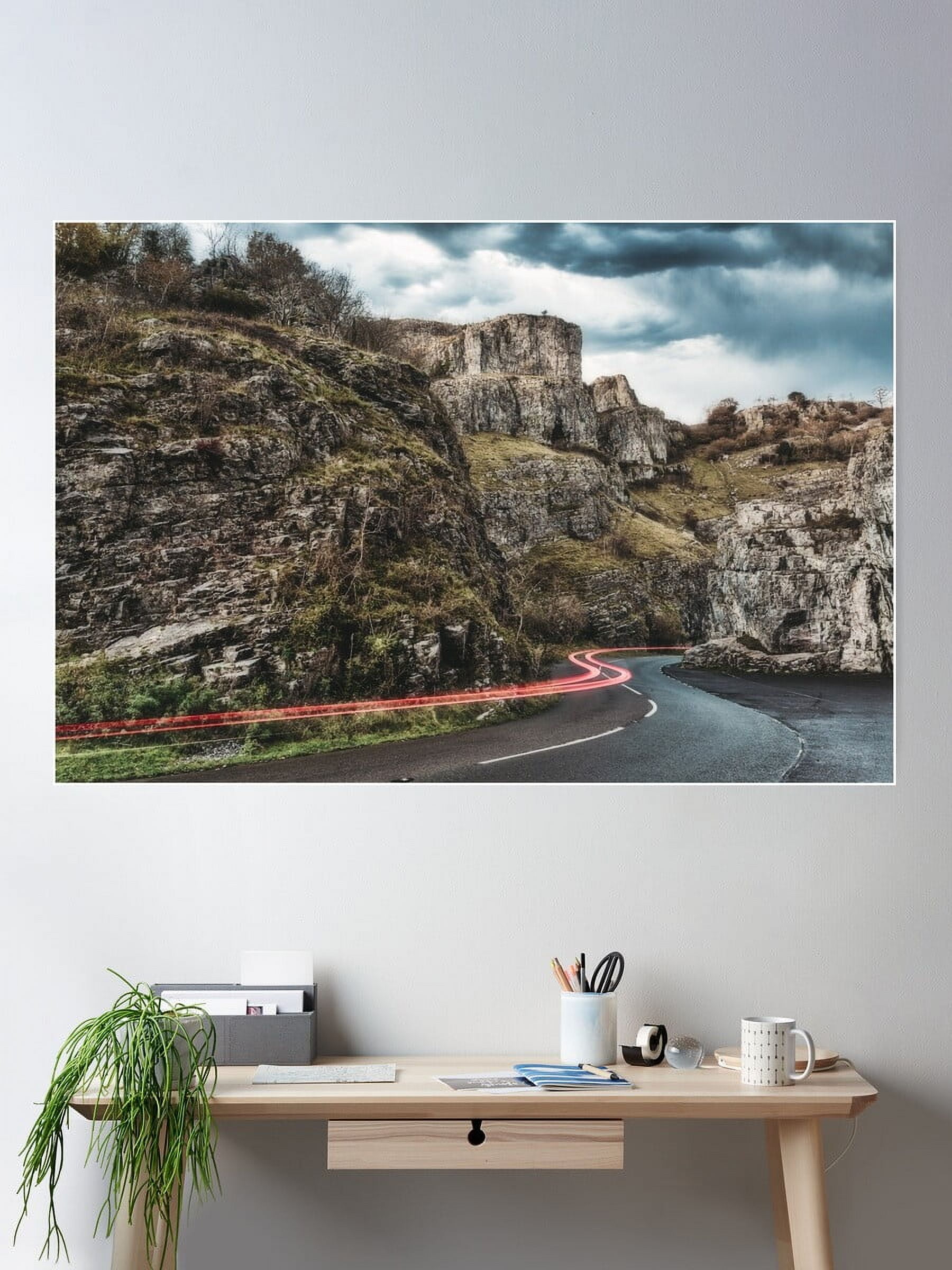 Car Trails Through The Cheddar Gorge Art Poster , Poster Print Only ...