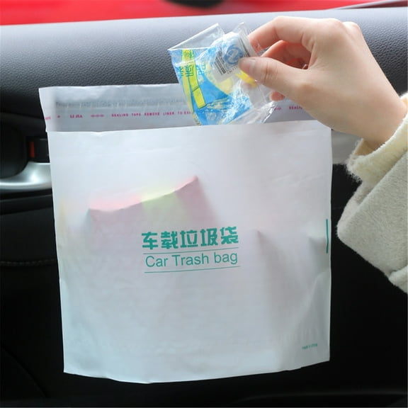 20Pcs Car Trash Bag, Auto Waste Bag, Disposable Car Garbage Bag, 1 Gallon Capacity, Double-Sided Tape, PE Material, for Travel, Kids, Office