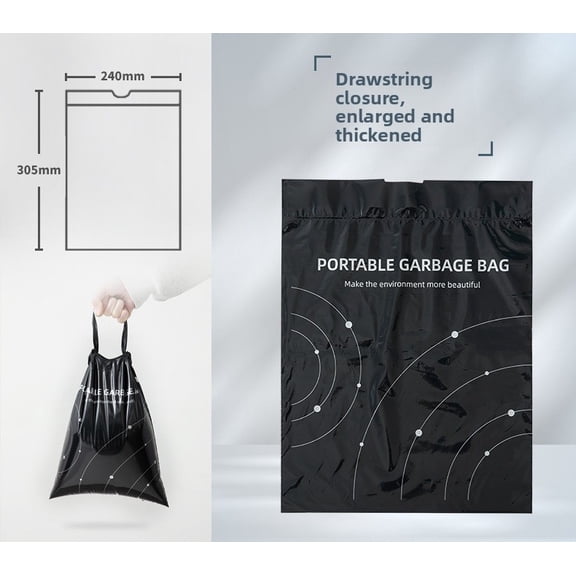 Car Trash Bags 200 Count Portable Drawstring Garbage Bags for Car Trash Can Leakproof Auto Trash Bag for Vehicle SUV Truck Thickened and Easy to Carry