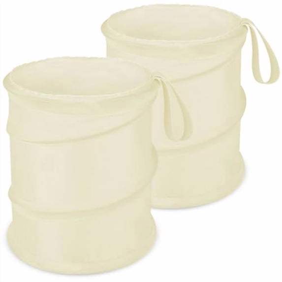 Car Trash Can, 2 Packs Mini Collapsible Car Trash Bin for Front Back Seat, Pop up Car Garbage Can, Portable Car Trash Bag Hanging for Vehicle SUV Rv Truck Accessories Interior, Beige