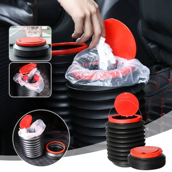 Car Trash Can, 4L Foldable Telescopic Storage Bucket with Cover, Collapsible Garbage Can for Car Organization, 1 Bucket