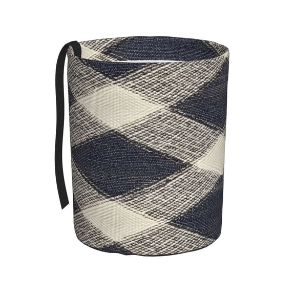 Car Trash Can 600d Oxford Water-Resistant Cylindrical With Support Rod Universal Fit For Suv Sedan Truck Easy Strap Installation Argyle Plaid Lightslategray_4