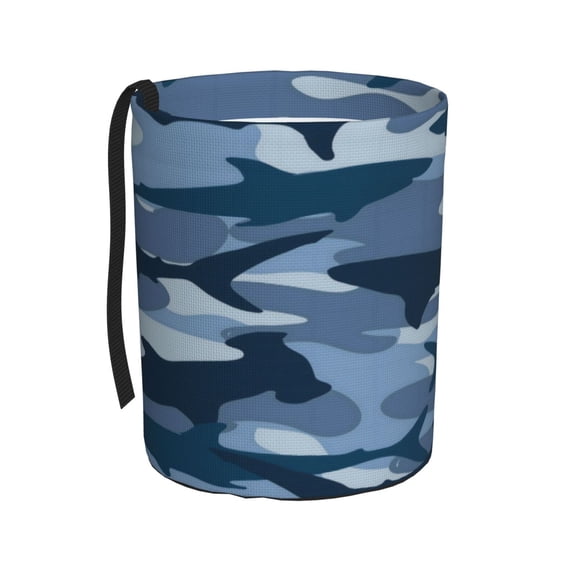 Car Trash Can 600d Oxford Water-Resistant Cylindrical With Support Rod Universal Fit For Suv Sedan Truck Easy Strap Installation Camouflage-Patterned Shark