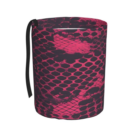 Car Trash Can 600d Oxford Water-Resistant Cylindrical With Support Rod Universal Fit For Suv Sedan Truck Easy Strap Installation Snake Skin Print Style Palevioletred_2