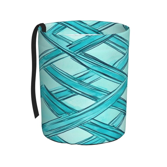 Car Trash Can 600d Oxford Water-Resistant Cylindrical With Support Rod Universal Fit For Suv Sedan Truck Easy Strap Installation Turquoise Moroccan Trellis Hand-Drawn Sketch_62922_2