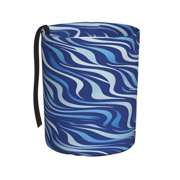 Car Trash Can 600d Oxford Water-Resistant Cylindrical With Support Rod Universal Fit For Suv Sedan Truck Easy Strap Installation Zebra Print Style Lightblue_3