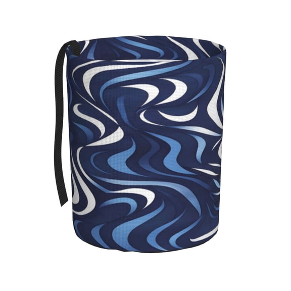 Car Trash Can 600d Oxford Water-Resistant Cylindrical With Support Rod Universal Fit For Suv Sedan Truck Easy Strap Installation Zebra Print Style Lightblue_4