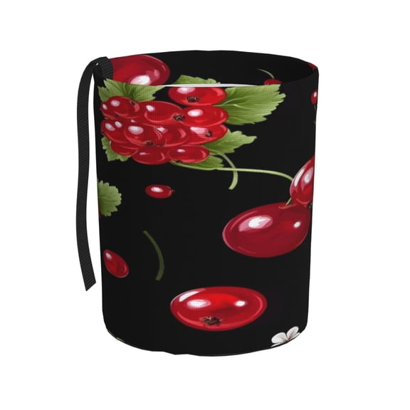 Car Trash Can 600d Oxford Water-Resistant Cylindrical With Support Rod Universal Fit For Suv Sedan Truck Easy Strap Installation Cherry