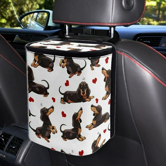 Car Trash Can Bin with Lid Hanging for Back Seat Car Trash Can Leak-Proof for The Back/Front/Console of Any Cars, Sedans, SUVs & Trucks Easy-to-Install Car Accessory Interior