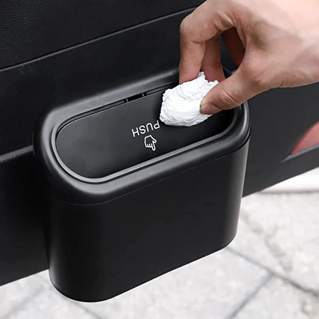 TinLeJa Car Trash Can with Lid, Mini Leakproof Car Garbage Can Bin Vehicle  Trash Dustbin Bin Garbage Organizer for Auto Cars, Home, Office, Black